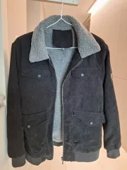 黒コーデュロイ ボア裏地 ジャケット