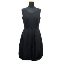 美品 m’s select エムズセレクト バルーン ワンピース ノースリーブ Vネック ドレス Aライン タック フレア 36 黒 レディース 古着 中古 USED