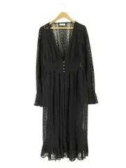 アクシーズファム axes femme カーディガン ワンピース ロング 長袖 総レース 刺繍 花 ブラック サイズM QQQ