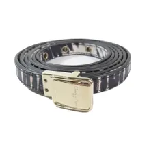 未使用 Christian Dior クリスチャンディオール レザー ゴールド金具 ロゴ バックル アニマル柄 ナロー ベルト 総柄 ブラック ホワイト  レディース 古着 中古 USED