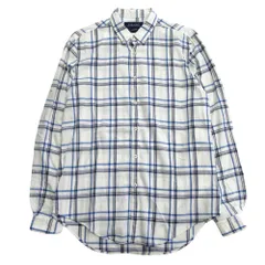 美品 ZARA MAN ザラマン RELAXED FIT チェック柄 リネン混 シャツ ブラウス カットソー 羽織り 袖ロールアップ サイズL 白 ブルー メンズ 古着 中古 USED