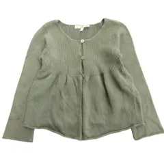 BONPOINT ボンポワン カーディガン ニット セーター フレア コットン 6 緑 グリーン キッズ 古着 中古 USED