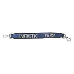 美品 FENDI フェンディ STRAP YOU ストラップユー バッグ用 ハンドル アクセサリー FANTASTIC ロゴ レザー ラバー ブルー グレー メンズ レディース 古着 中古 USED