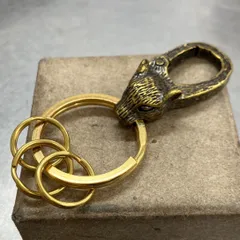 カラビナ レオパードキーフック 真鍮キーリング 豹モチーフ