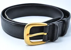 Salvatore Ferragamo サルヴァトーレフェラガモ Belt ベルト ダブルガンチーニ Men's メンズ 男性 Leather レザー シボ革 ブラック ゴールド 黒 金具のサムネイル