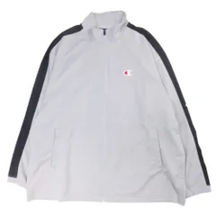 Champion チャンピオン ジャージー トラック ジャケット ブルゾン フルジップ ロゴ 大きいサイズ 4L ライトグレー メンズ 古着 中古 USED