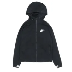 美品 NIKE ナイキ ジップアップ パーカー ロゴ プリント 長袖 フーディ アウター S 黒 ブラック メンズ 古着 中古 USED