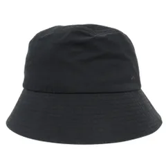 美品 DESCENTE デサント コットン ポリ バケット ハット 帽子 ロゴ サイズF 黒 ブラック メンズ レディース 古着 中古 USED