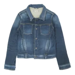 美品 YANUK ヤヌーク ウォッシュ加工 デニム ジャケット Gジャン ジージャン アウター ブルゾン 長袖 ストレッチ S 紺 ネイビー レディース 古着 中古 USED