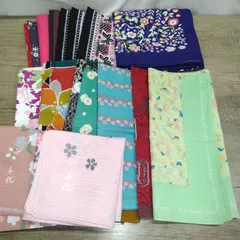 レディース 未使用・ハンカチ 大判タイプ＆バンダナ＆ふきん 20枚まとめ <!-利用不可文字-!>宇野千代・ペーズリー柄バンダナその他 T412