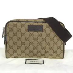 【本物保証】 布袋付 超美品 グッチ GUCCI GGキャンバス ボディバッグ 449174 486628 ウエストポーチ ウエストバッグ キャンバス ベージュ
