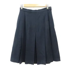 イーストボーイ EAST BOY プリーツスカート ひざ丈 ウール M 紺 ネイビー /MN
