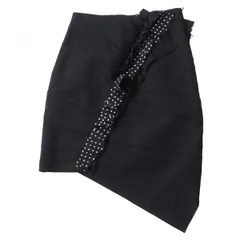 【ドンドン見直し】未使用品◎正規品 SAINT LAURENT PARIS サンローラン パリ 492055 ラインストーン装飾 カットオフ アシンメトリー タイトスカート 黒 38