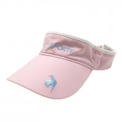 【美品】ルコックゴルフ サンバイザー ピンク×ライトブルー ロゴ刺しゅう F(55-57cm)   ゴルフウェア le coq sportifのサムネイル