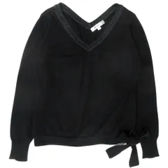 美品 MK MICHEL KLEIN エムケー ミッシェルクラン  ニット セーター カットソー 長袖 Vネック FEFDP-39048 サイズ38 黒 ブラック レディース 古着 中古 USED