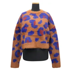 新品同様 17AW Ray Beams レイビームス レオパード ジャガード クルーネック ニット セーター カットソー 長袖 63-15-0363-126 ブラウン レディース 古着 中古 USED