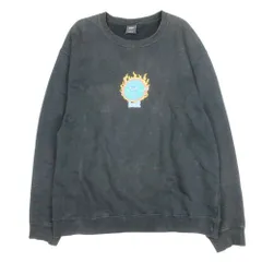 良品 21ss HUF ハフ SICK SAD WORLD CREW スウェット トレーナー プルオーバー カットソー プリント クルーネック L 黒 ブラック メンズ 古着 中古 USED