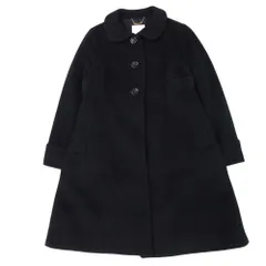 良品 ADAM ET ROPE アダムエロペ カシミヤ混 メルトン 丸襟コート ジャケット アウター Aライン 36 黒 ブラック レディース 古着 中古 USED