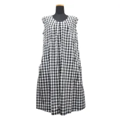 美品 INGEBORG インゲボルグ チェック ノースリーブ ワンピース ドレス カットソー Vネック サイズ3 ブラック/ホワイト レディース 古着 中古 USED