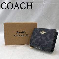 COACH 二つ折り財布 シグネチャー ネイビー 並行輸入品:アウトレット品