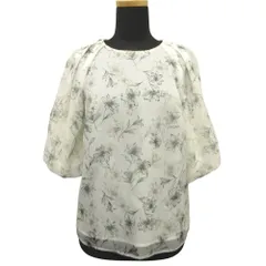 未使用 JUSGLITTY ジャスグリッティー シアー プルオーバー シャツ ブラウス カットソー 花柄 七分丈 1 白 ホワイト レディース 古着 中古 USED