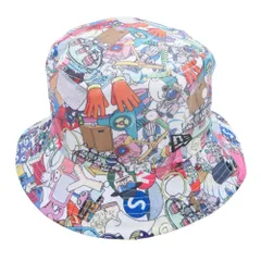 美品 NEW ERA ニューエラ × ドラえもん リバーシブル バケットハット キャップ 帽子 秘密道具 総柄 ブラック マルチカラー メンズ レディース 古着 中古 USED