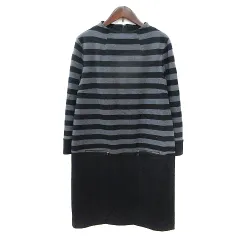 アンタイトル UNTITLED ワンピース ミニ ハイネック ボーダー 長袖 2 M グレー /MN