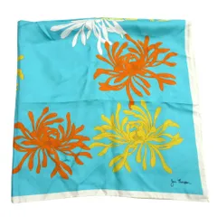 良品 JIM THOMPSON ジムトンプソン 大判 スカーフ ストール 花柄 シルク100％ ショール ブルー系 レディース 古着 中古 USED