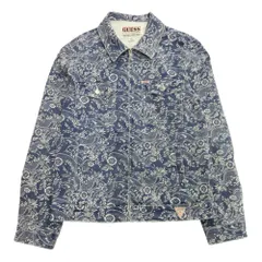 美品 Guess ゲス Original Cadet Trucker Jacket トラッカー ジャケット ブルゾン ボタニカル デニム M 青 ブルー メンズ 古着 中古 USED