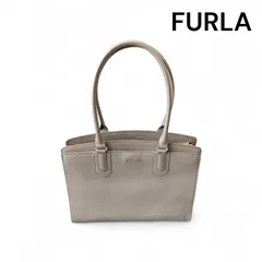 美品　FURLA ハンドバッグ グレー レザー フルラ