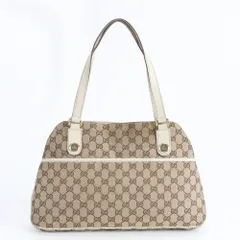 美品 グッチ GGキャンバス 163288 レザー トート バッグ 肩掛け ショルダー ハンド 本革 ブランド レディース RWM DN32-1【中古】