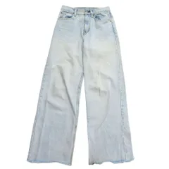 良品 EARTH MUSIC & ECOLOGY アースミュージック&エコロジー デニム ワイド パンツ ジーパン カットオフ加工 S 水色 ブルー系 レディース 古着 中古 USED