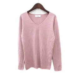 アズールバイマウジー AZUL by moussy ニット カットソー Vネック 長袖 S ピンク /MN