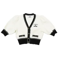 新品同様 LILY BROWN×MARY QUANT マリークワント デイジーモチーフ Vネック ニット カーディガン ボレロ ホワイト ブラック 1 レディース 古着 中古 USED