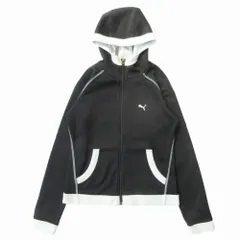 良品 PUMA プーマ ジップアップ パーカー ジャケット ブルゾン ジャージ 裏起毛 フリース 863457 サイズL 黒 ブラック レディース 古着 中古 USED