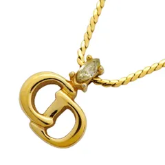 【6jbb0274-k】クリスチャンディオール ネックレス CDロゴ GPメッキ ラインストーン ゴールド【中古】レディース