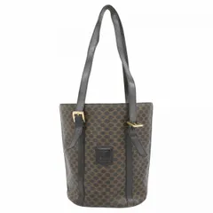 【6bc3437】セリーヌ トートバッグ マカダム PVC ブラック ゴールド金具【中古】レディース