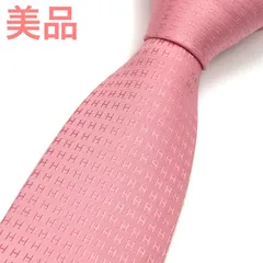 エルメス ファソネ H ジャガード ピンク 総柄 ネクタイ 2-84-13
