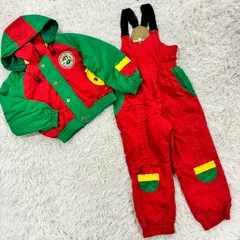 PHENIX キッズ スキーウェア 上下セット 130cm 赤×緑 PH KIDS SKI CLUB レトロ配色 ヴィンテージ スキーウェア スノボーウェア
