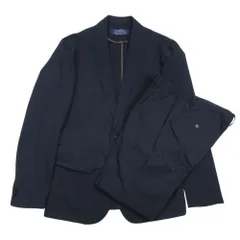 美品 NANO universe ナノユニバース Damerino SOLOTEX ストレッチ ジャケット パンツ スーツ セットアップ XL ネイビー メンズ 古着 中古 USED