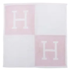 未使用 HERMES エルメス カレタオル アヴァロン Hロゴ ハンカチ パイル 小物 ローズ・リラ ピンク 白 ホワイト メンズ レディース 古着 中古 USED
