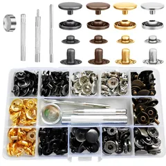 fogman バネホック ジャンパーホック かしめ 留め具 金属 ボタン 工具付き 60個セット