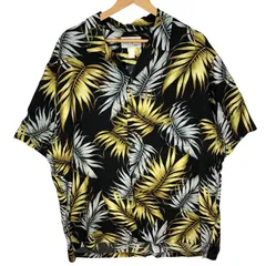 Bishop St. アロハシャツ ハワイアンシャツ 開襟 オープンカラーシャツ 総柄 半袖 シャツ ボタンダウン オーバーサイズ ビッグシルエット ハワイ製 XLサイズ ブラック