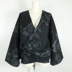 【美品】SOUSOU★モダン×和柄 はつき 花柄 羽織もの 和テイスト♪サイズM 黒系 z18024のサムネイル