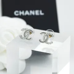 シャネル CHANEL ピアス ココマーク パール＆ラインストーン シルバーカラー CCロゴ 美品 箱・保存袋・ショッパー付き アクセサリー