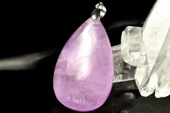 【１点物】シルバー925◇高発色 クンツァイト　33x20mm　ドロップ ペンダントトップ パワーストーン 天然石 _PC9768