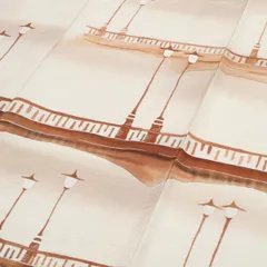 付下げ訪問着 友禅 ガス燈揺らぐ橋景色 ベージュ 赤錆色 セピア 正絹 袷 身丈：約153cm 裄：約63cm