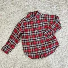Ralph Lauren ラルフローレン チェック柄長袖シャツ ネルシャツ コットン100% キッズ 100cm