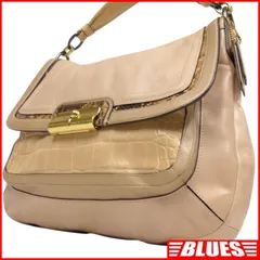 COACH コーチ ハンドバッグ 本革 レザー レディース ベージュ クロコ型押し パイソン切替 ゴールド金具 ハンドバッグ一覧←SEULB屋着古← NR4868