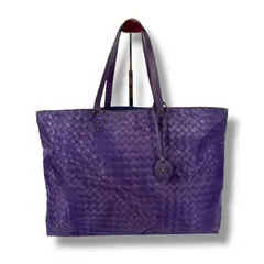 ボッテガヴェネタ　BOTTEGA VENETA イントレチャートプリント　トートバッグ　リバーシブル　パープル　紫　リュージョン　イントレッチオ
